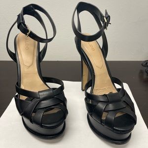 Aldo black leather heels platform